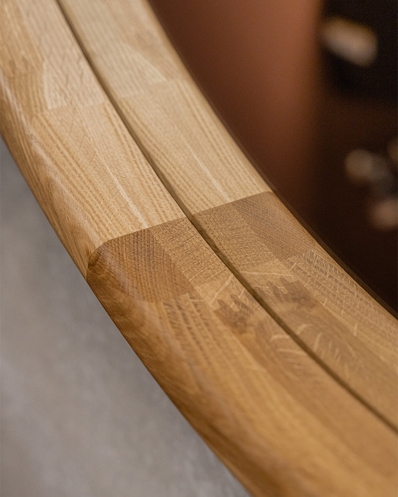 Linea Oak - ø100cm Frisörspiegel aus Eichenholz