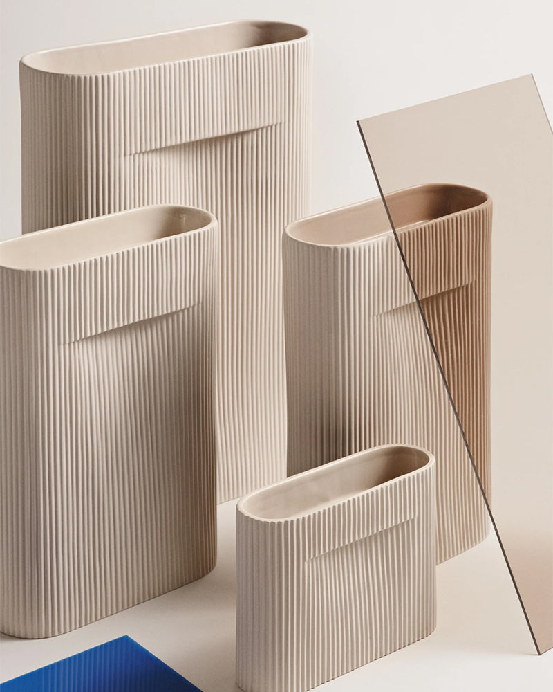 Ridge - Beige Blumenvase 35cm