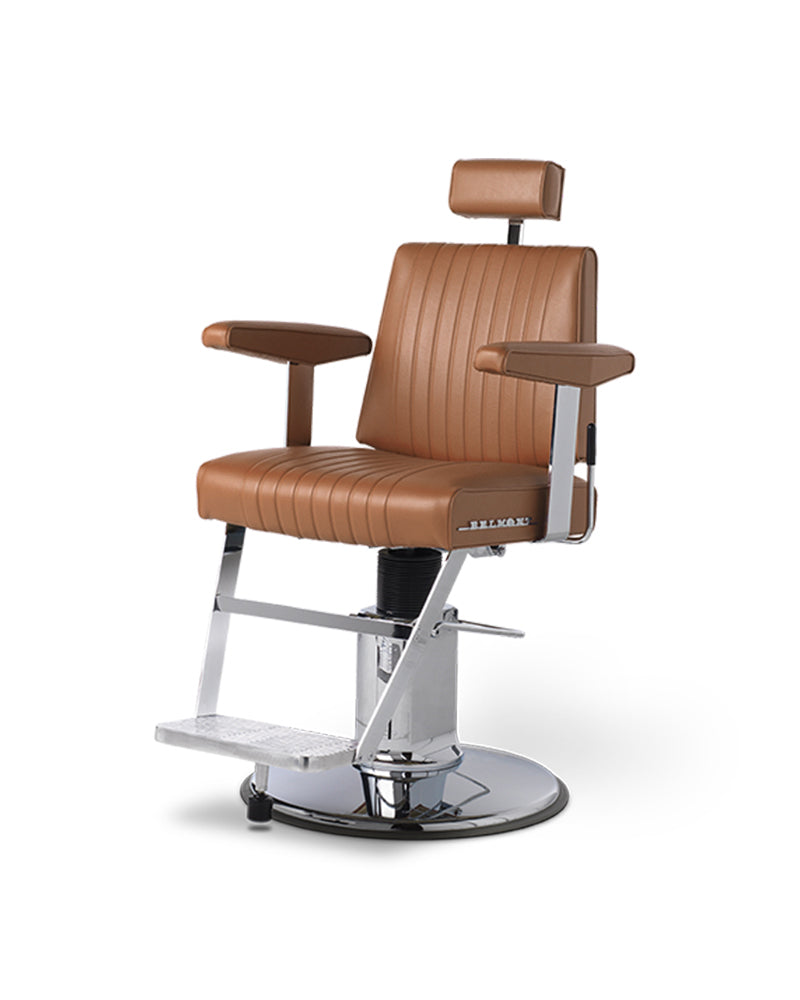 Dainty - Cognacfarbener barberstuhl aus Edelstahl