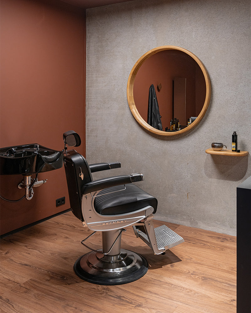 Linea Oak - ø100cm Frisörspiegel aus Eichenholz