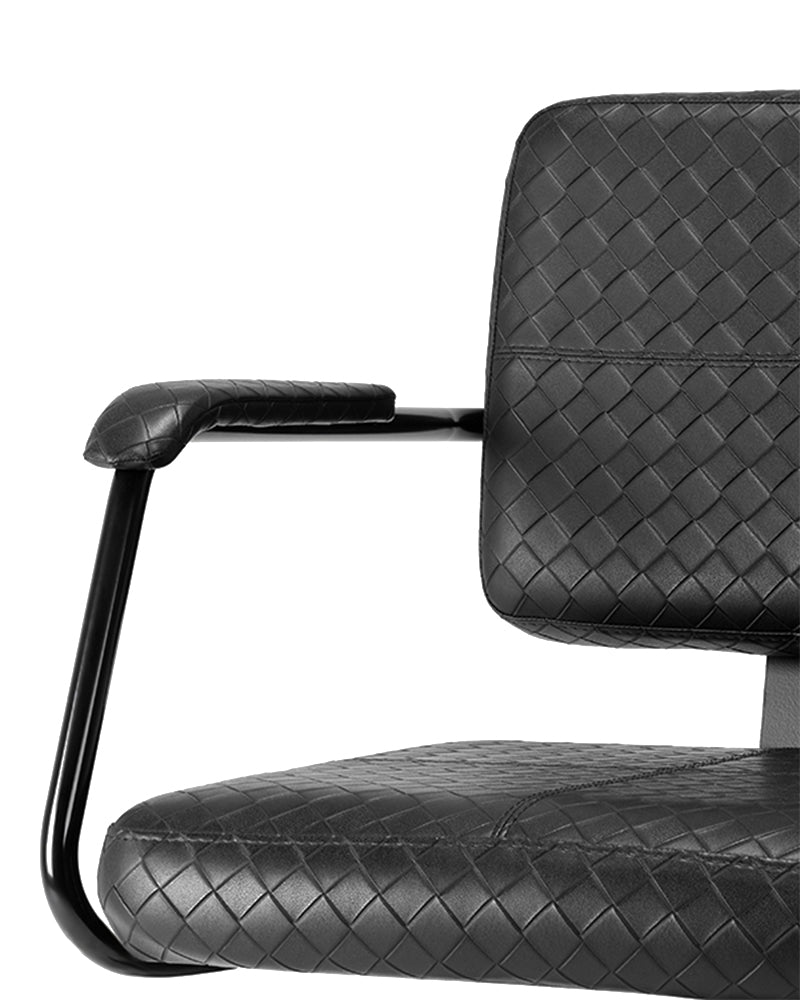 Shiki - Schwarzer gemusterter Friseurstuhl mit schwarzem Kreuzfuß