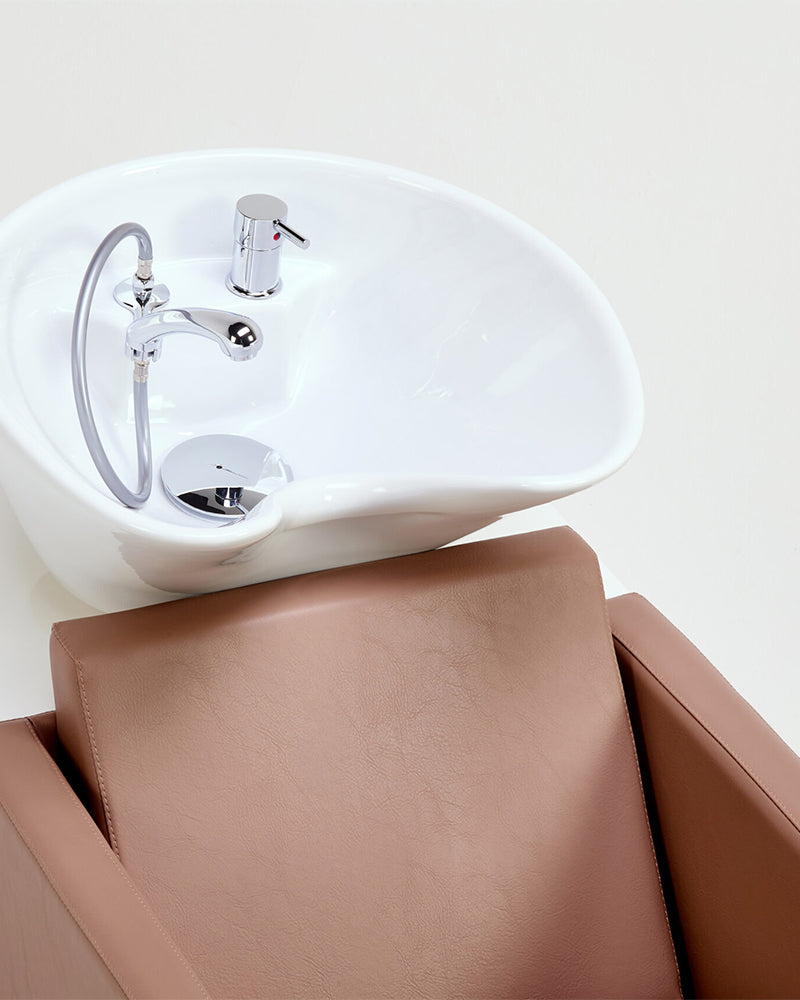 Compact - Brauner Waschsessel - weiße Wanne