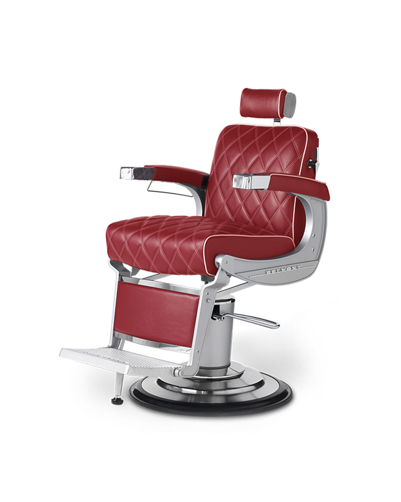 Apollo II ICON - Roter barberstuhl mit Gusseisenrahmen