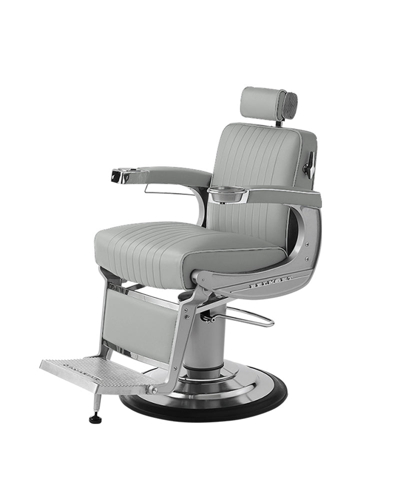 Apollo II - Grauer barberstuhl mit Gusseisenrahmen