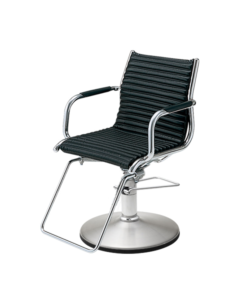 Fiore - Schwarzer friseurstuhl - Chrom tellerfuß