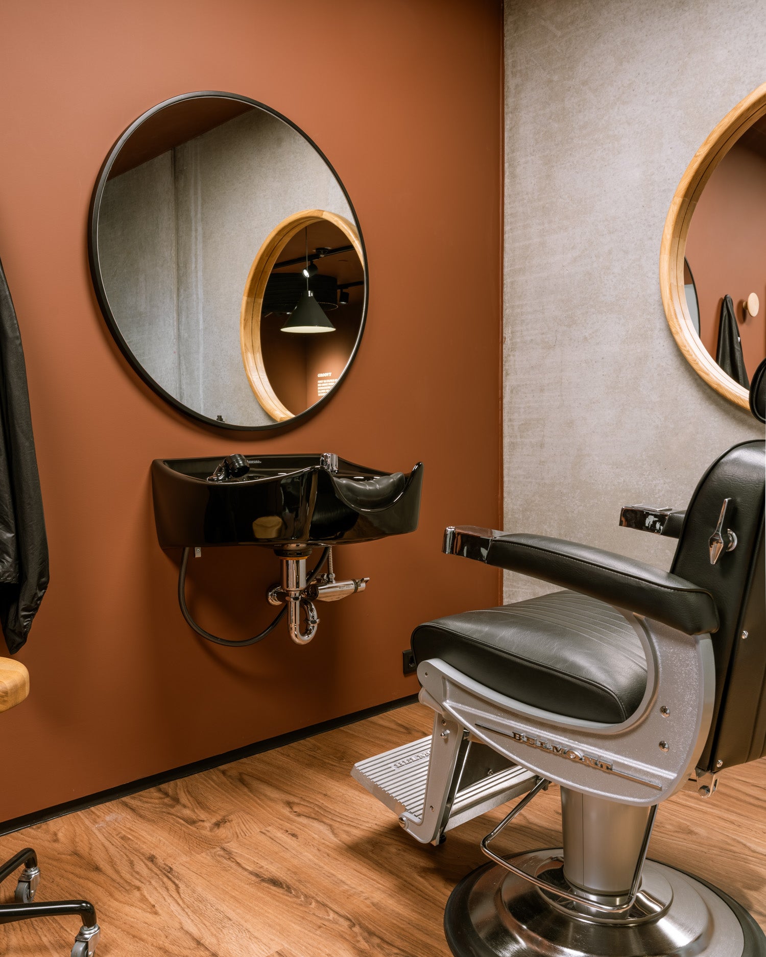 Majolica - Schwarzes Barber-Waschbecken