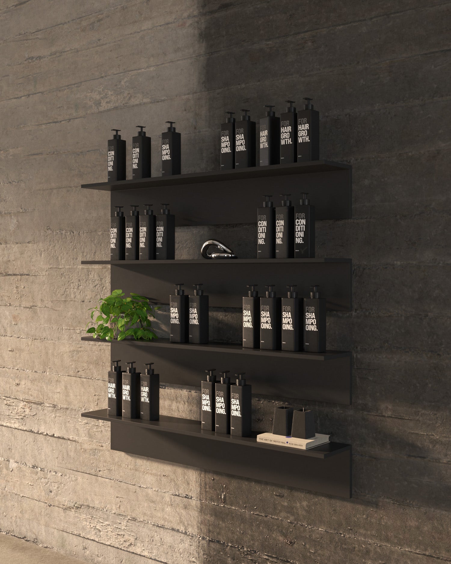 Display Black - 130 cm Regal in schwarzem Melamin