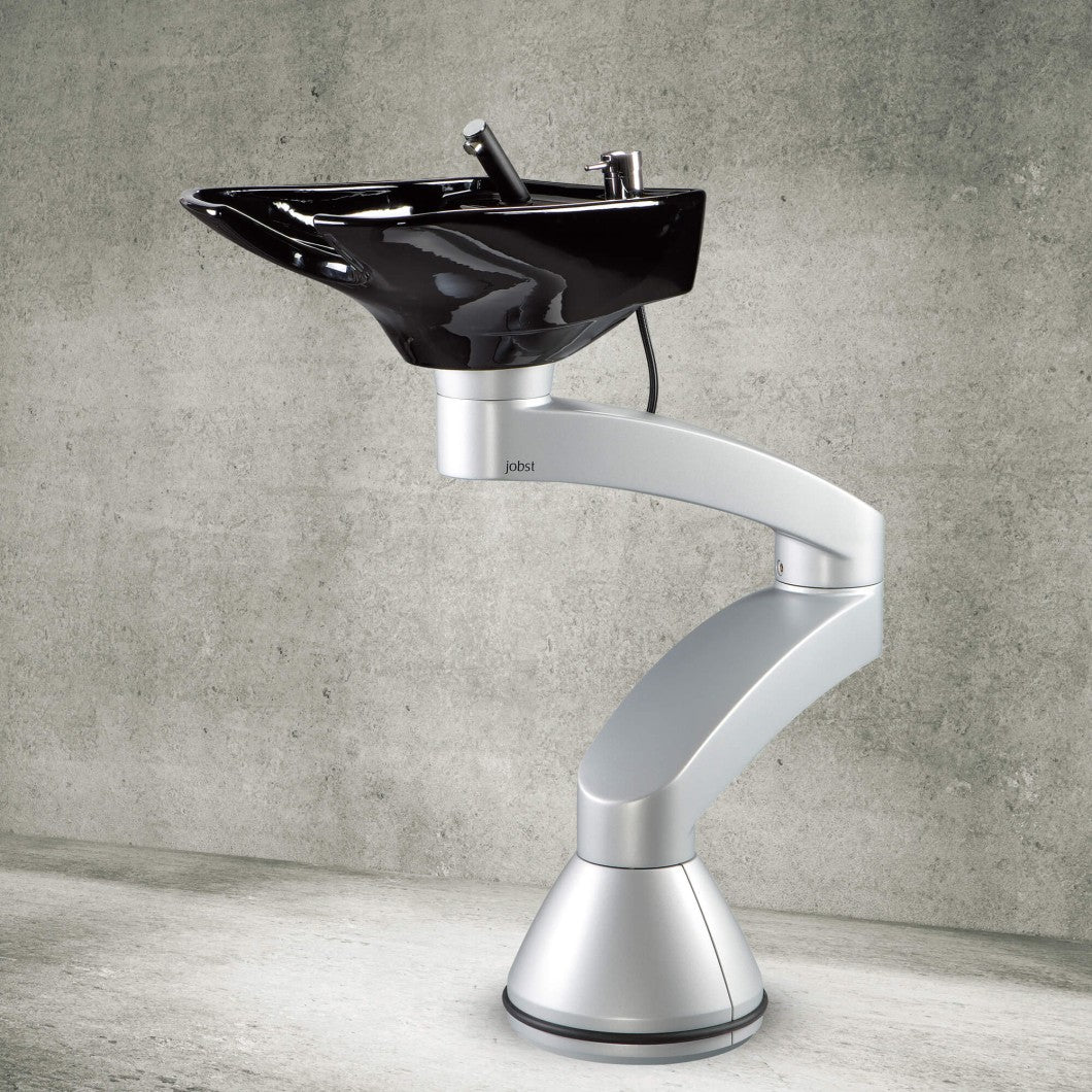 Contura swing PLUS - Aluminium waschsäule - Schwarzes Becken