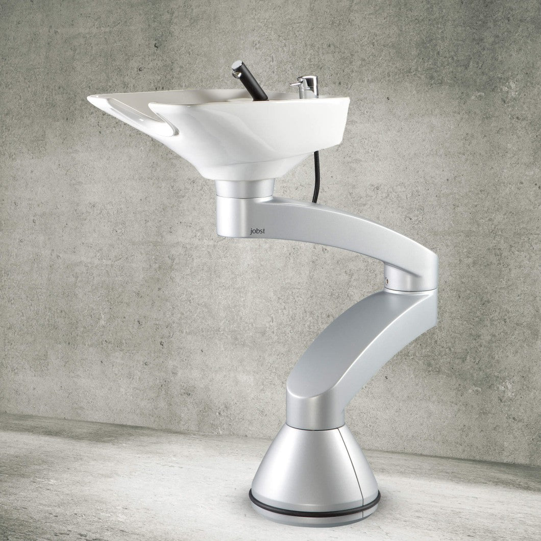 Contura swing PLUS - Aluminium waschsäule - Weißes Becken